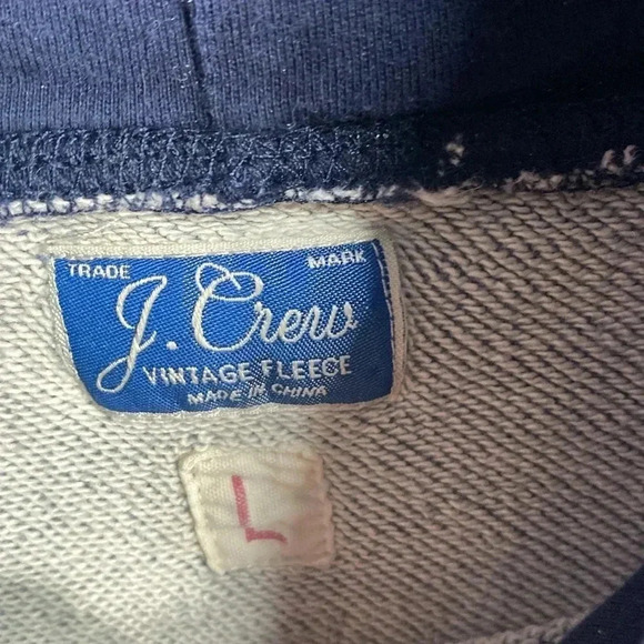 J.Crew Vintage Fleece Sweatshirt Hoodie Navy Size Large - Picture 3 of 6
